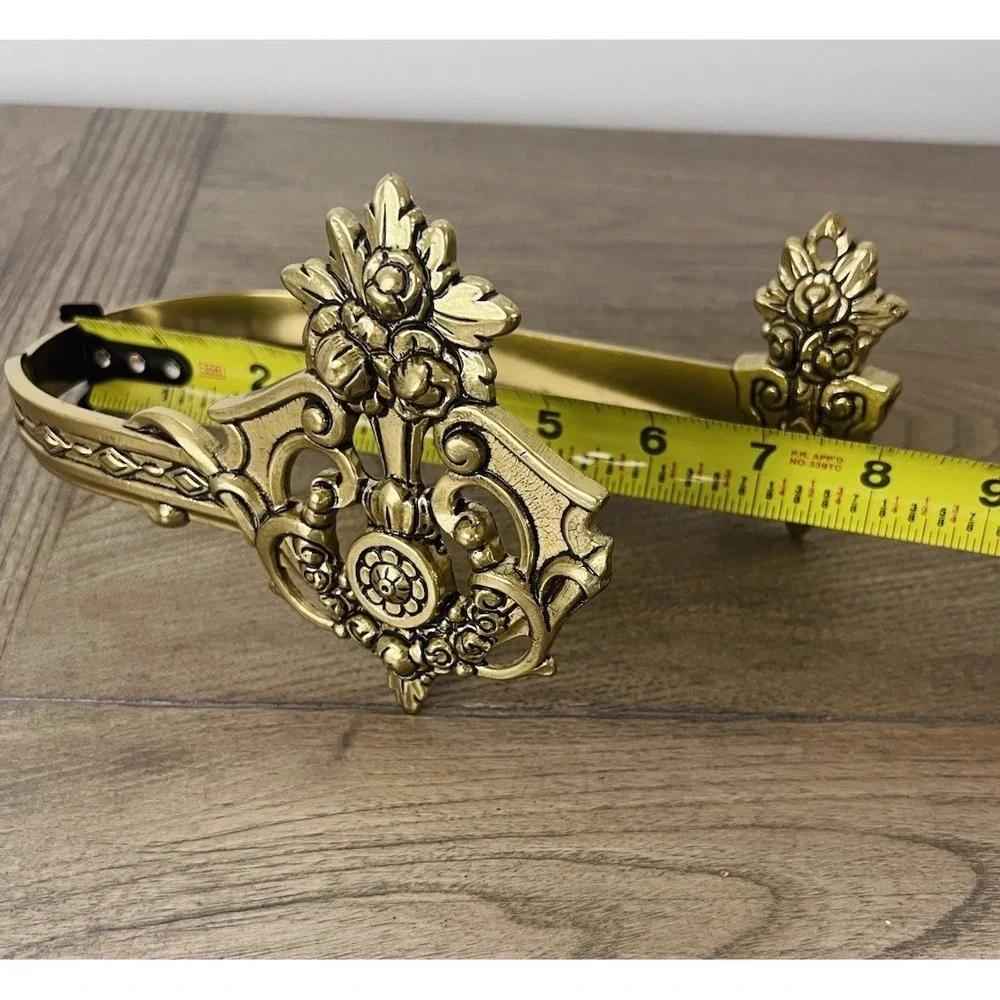 Vintage Ornate Brass Curtain Tie Back/towel Holder Floral Victorian Large